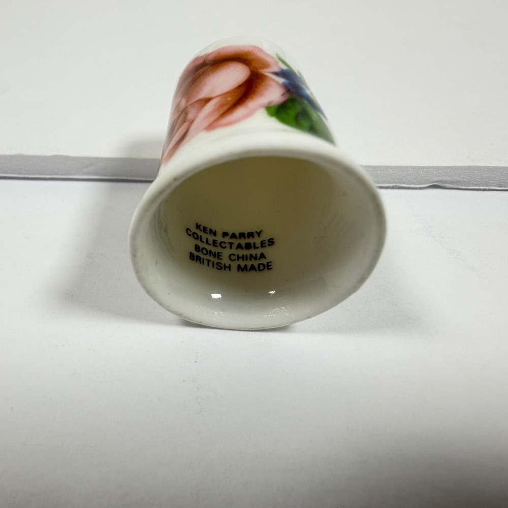 Ken Parry Collectables Bone China Thimble Pink Rose Floral British Made Vintage - Picture 4 of 5